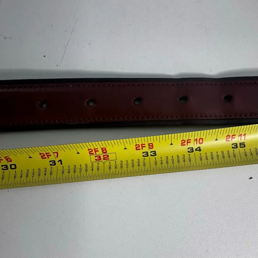 Vtg Cole Haan Belt Genuine Leather Mens Size 34 Brass USA Brown